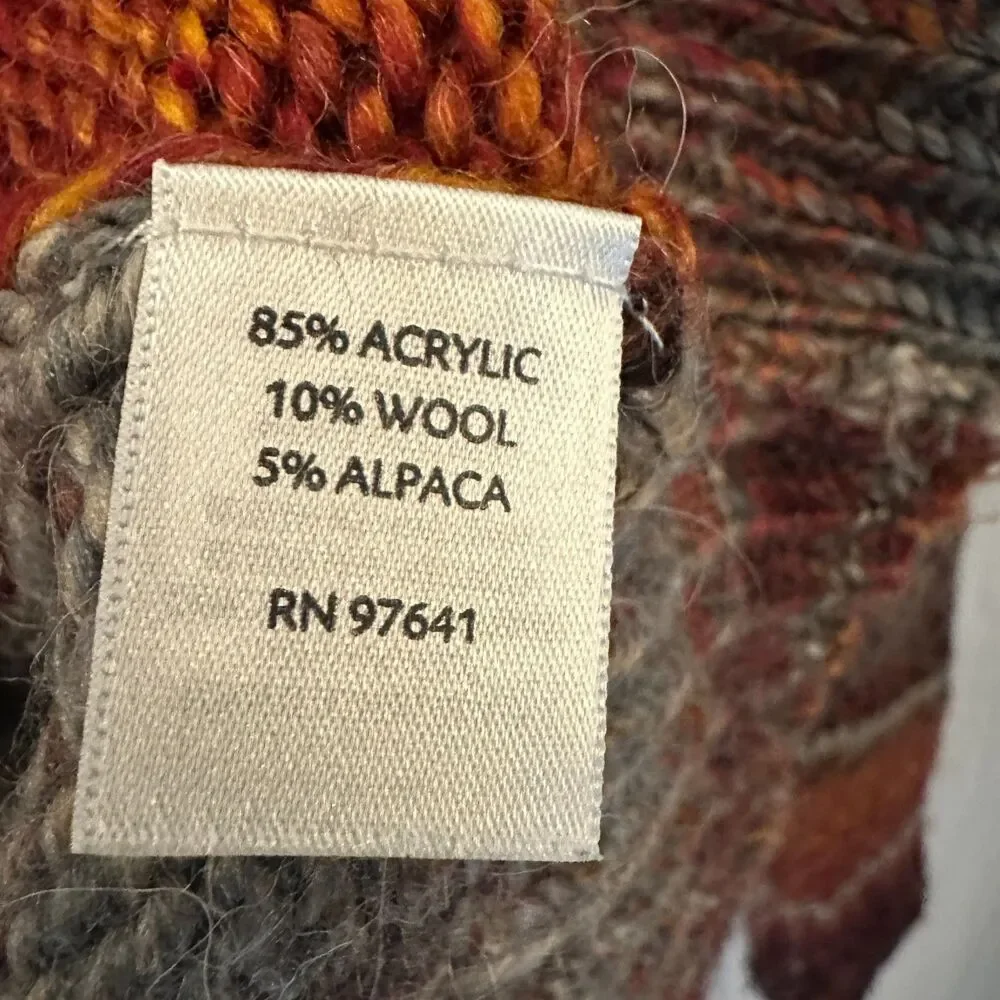 J. Jill Brown, Orange & Blue Striped Wool Alpaca Blend‎ Scoop Neck Sweater S